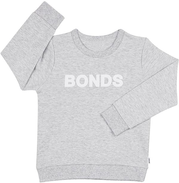 Bonds Kids Tech Sweats Pullover in New Grey Marle Size: 2, Cotton