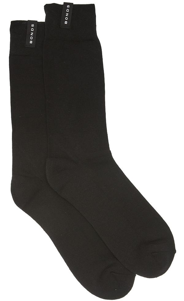 Bonds Mens Cotton Pillow Feet Socks 2 Pack in Black Size: