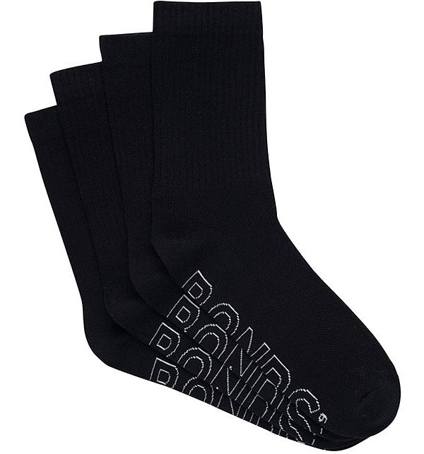 Bonds Mens Logo Lightweight Crew 4 Pack Socks in Black Size: 11+, Aussie Cotton