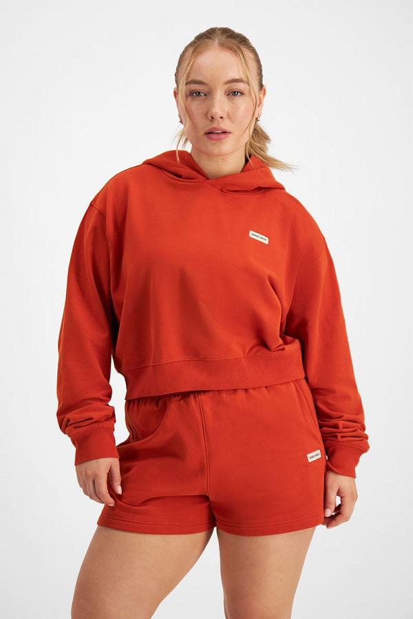 Bonds Move Cropped Hoodie in Hot/Spicy Size: