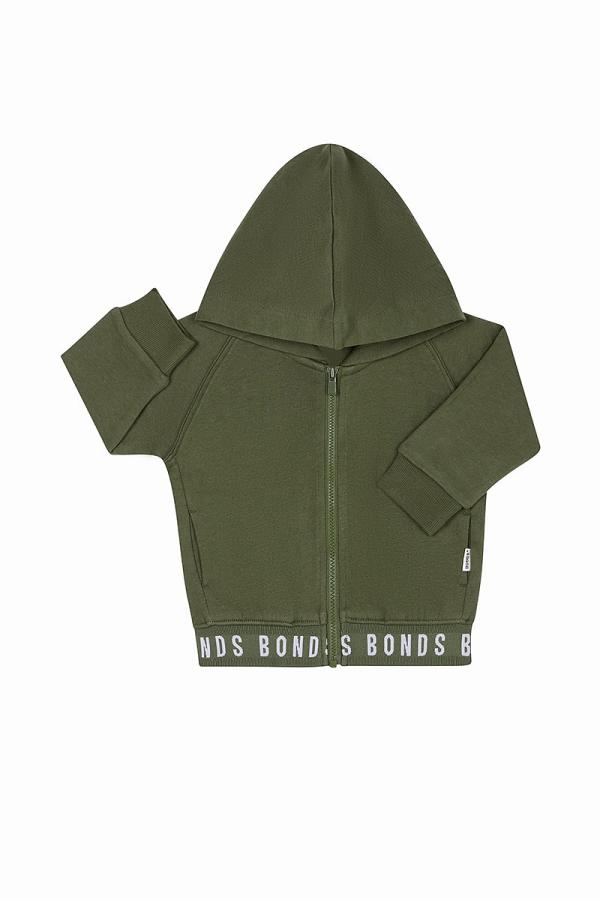 Bonds Newbies Logo Fleece Hoodie in Hiker Green Size: