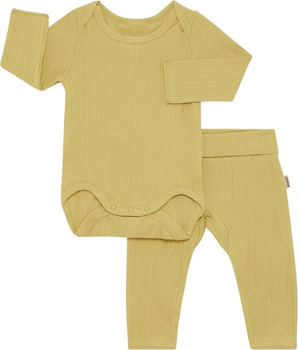 Bonds Newbies Pointelle Long Sleeve Bodysuit And Legging Set in Sandbar Size: 0-3 Months, Aussie Cotton