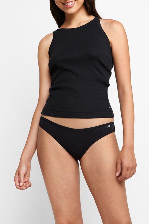 Bonds Organics Cotton Ribbed Bikini in Black Size: