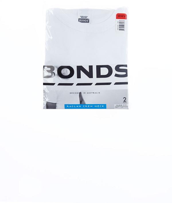 Bonds Original Cotton Raglan Tee 2 Pack in White Size: