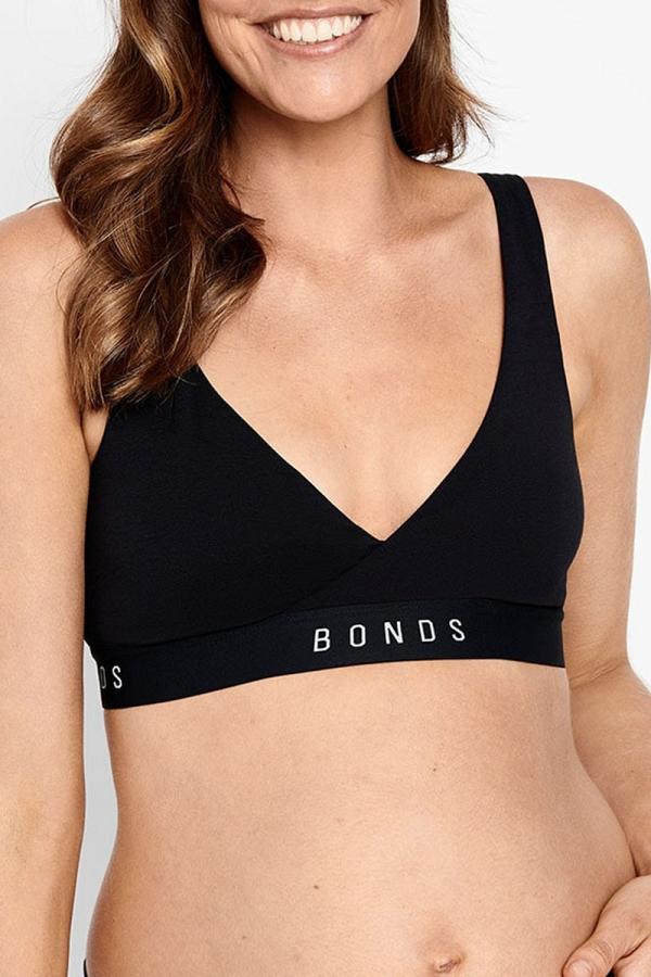 Bonds Originals Maternity Wrap Crop Bra in Black Size: