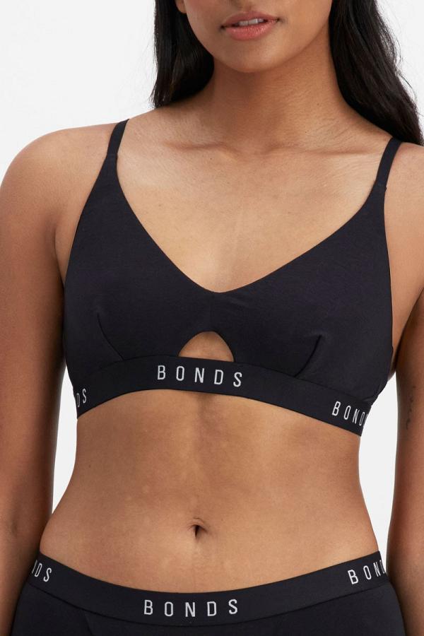 Bonds Originals Triangle Cut Out Crop Bra in Black Size:
