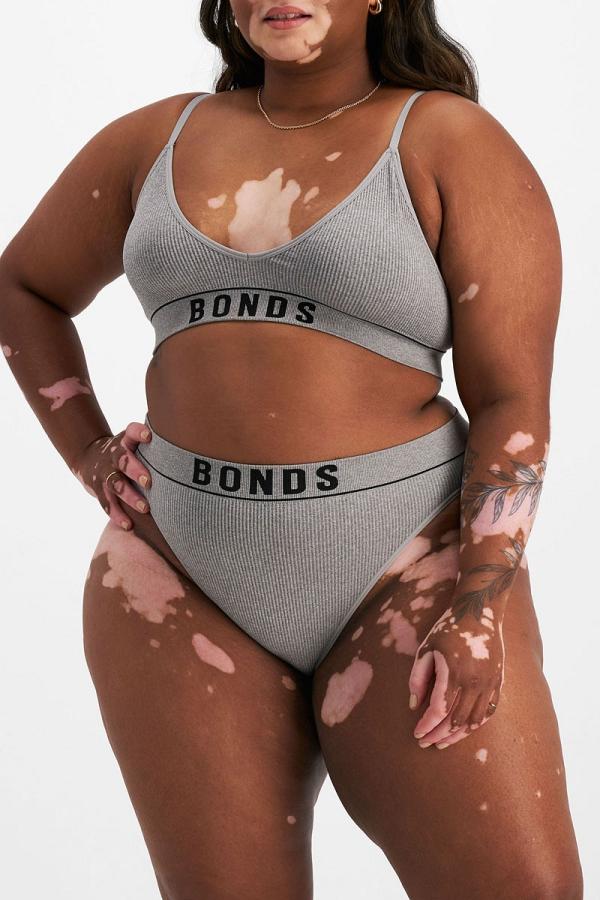 Bonds Retro Rib™ Seamless Hi Bikini in Heritage Grey Marle Size:
