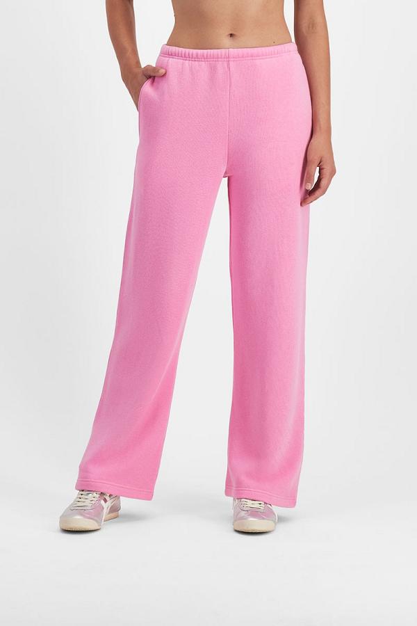 Bonds Sweats Fleece Wide Leg Trackie in Pink Sky Size: