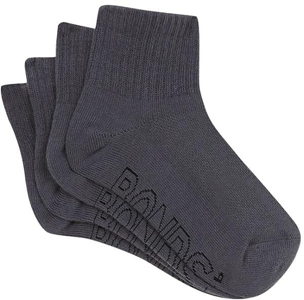 Bonds Toddler Logo Light Quarter Crew Socks 4 Pack in School Grey Size: 2-4 Years, Aussie Cotton