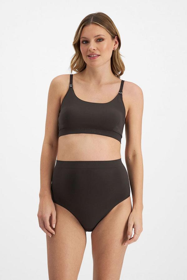 Bonds Women's Bases Over the Bump Maternity Brief in Dusted Black Size: