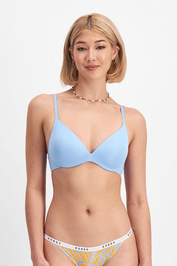 Bonds Women's Bases Wirefree Lift Bra in Blueberry Cream Size: