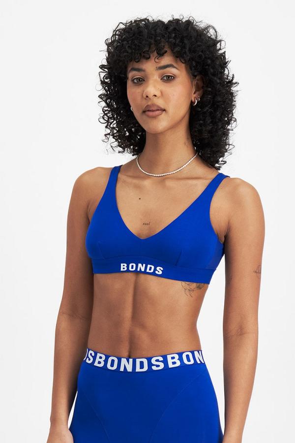 Bonds Women's Chafe Off Crop in Cotton Power Blue Size: 14, Moisture-Wicking