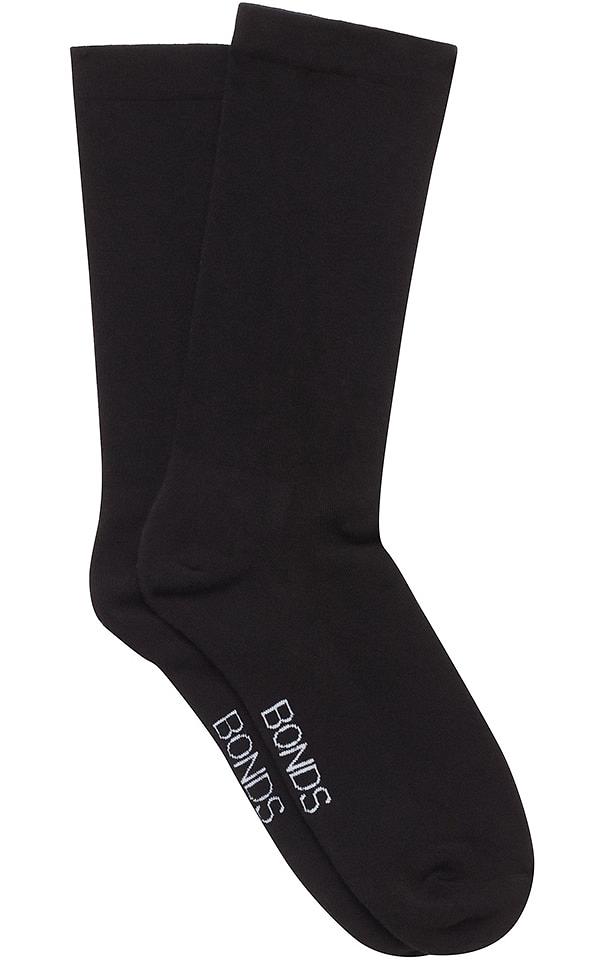 Bonds Womens Cotton Very Comfy Fine Socks 2 Pack in Black Size: