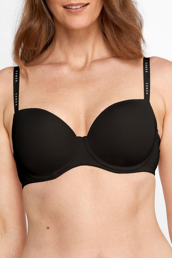 Bonds Women's Invisi Full Busted T-Shirt Bra in Black Size: