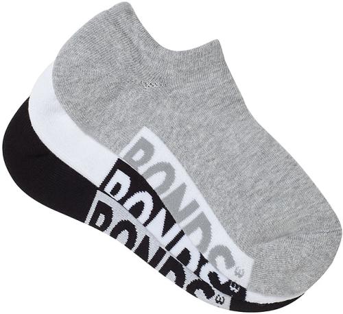 Bonds Womens Logo Cushioned No Show 3 Pack Socks in Grey/Blk/Wht Size: 3-8, Aussie Cotton