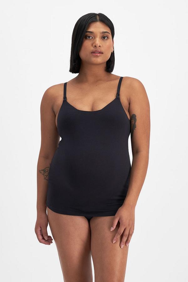 Bonds Women's Maternity Cotton Contour Support Singlet in Black Size: