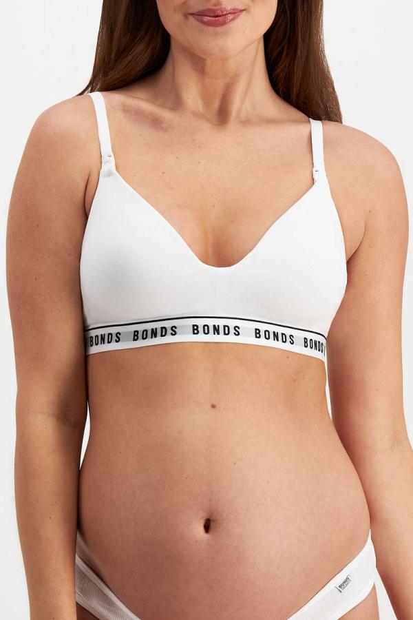 Bonds Women's Maternity Wirefree Contour Bra in White Size: 14 B, Cotton