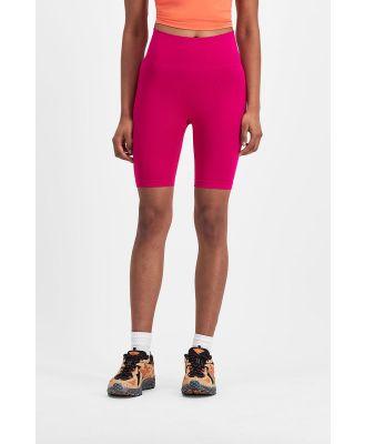 Bonds Women's Move Seamless Bike Short in Fuchsia Bomb Size: Small, Moisture-Wicking