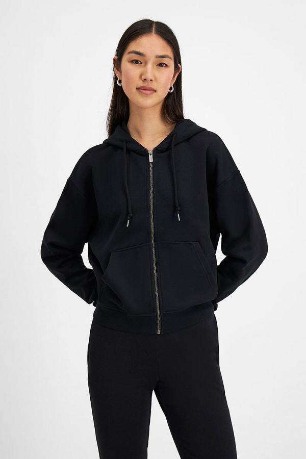 Bonds Women's Originals Cotton Zip Hoodie in Nu Black Size: Small, Aussie Cotton