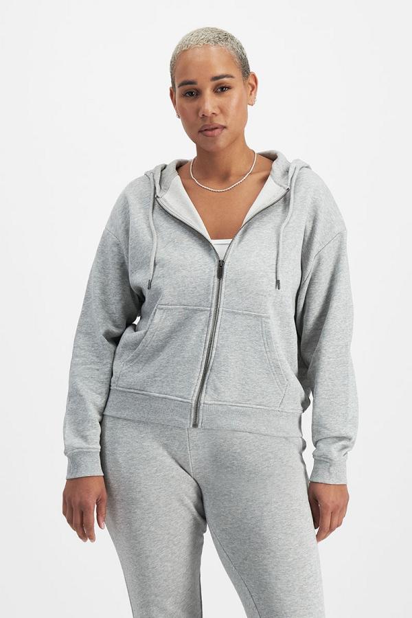 Bonds Women's Originals Cotton Zip Hoodie in Original Grey Marle Size: 2XS, Aussie Cotton