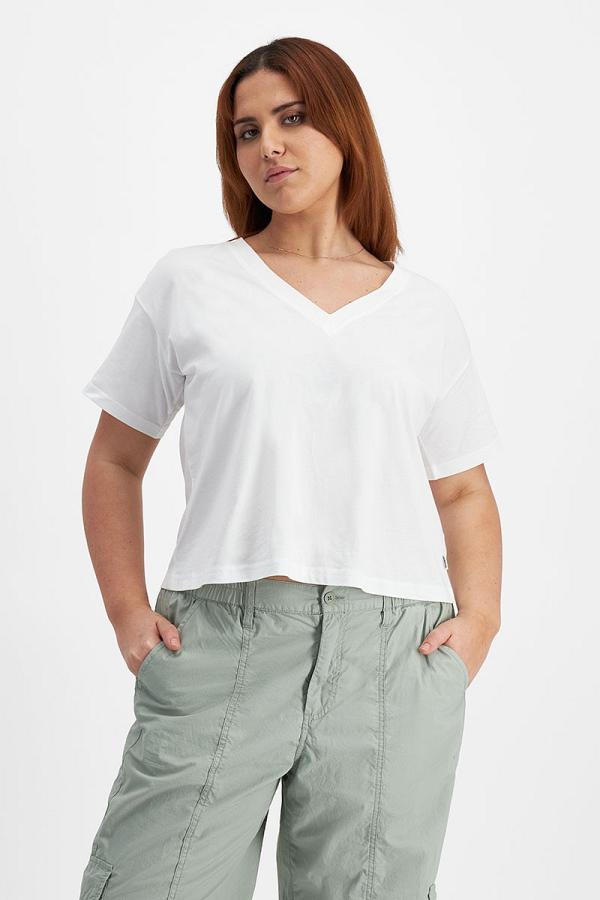 Bonds Women's Originals V Tee in Nu White Size: Large, Aussie Cotton