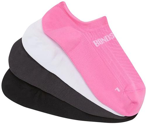 Bonds Womens Play It Cool No Show Socks 4 Pack Size: 3-8, Moisture-Wicking