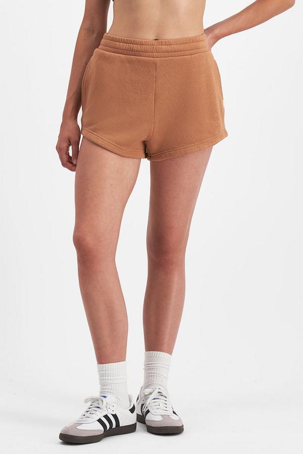 Bonds Women's Sweats High Waisted Fleece Short in Warm Caramel Size: