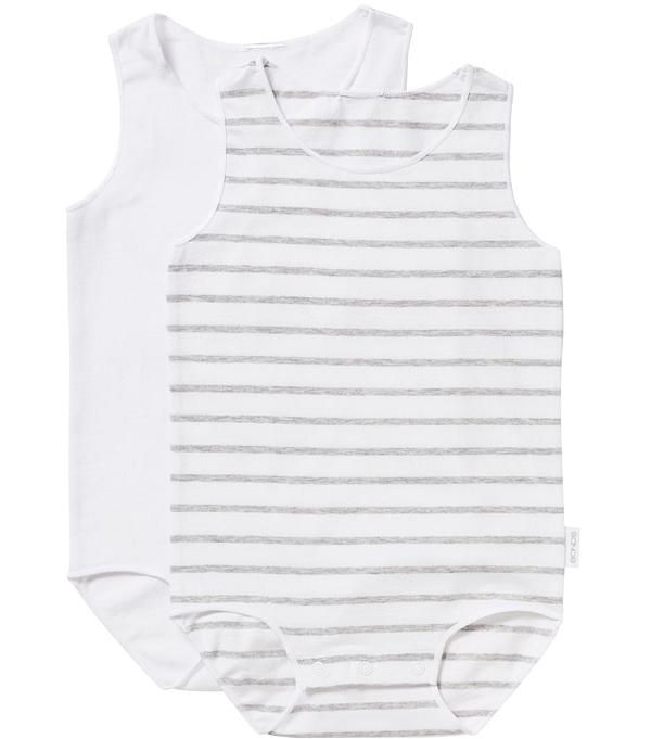 Bonds Wonderbodies Cotton Singletsuit 2 Pack in New Grey Marle Stripe/White Size: