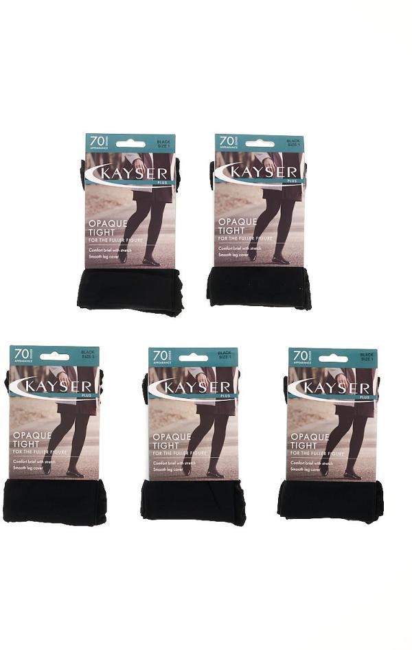 Kayser Kayer Plus Opaque 70 denier Tight 5 Pack in Black Size:
