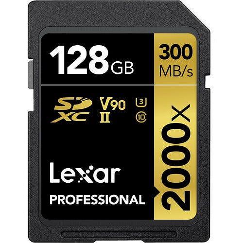 Lexar Professional 2000x SDXC 128GB - 300MB/s V90 UHS-II U3 Memory Card