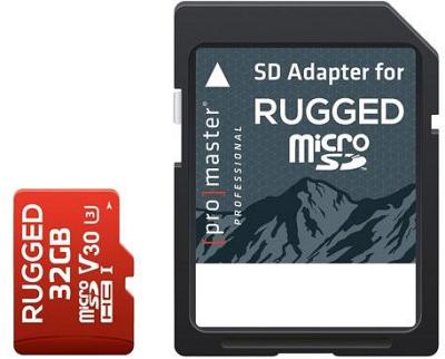 ProMaster microSD Rugged 32GB 660X / 99MB/s UHS-1 U3 V30 Memory Card with Adapter