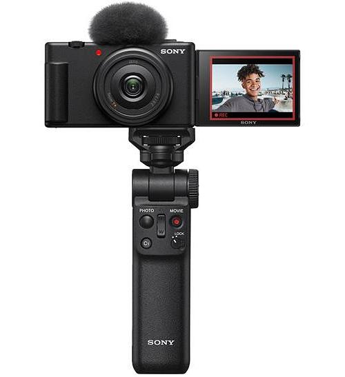 Sony ZV-1F Black Digital Vlog Camera w/Sony GPVPT2BT Bluetooth Shooting Grip-Black