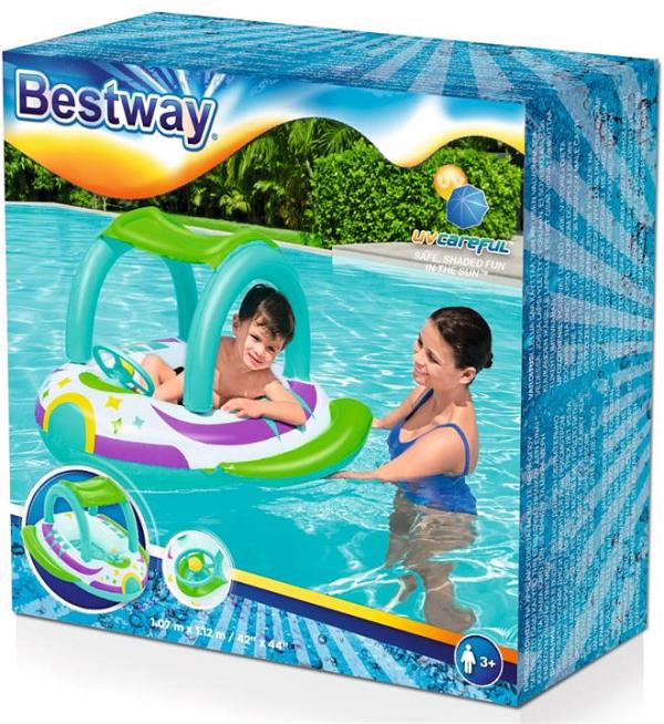 Bestway Inflatable Pool Toy Space Splash Baby Boat With Shade Cover