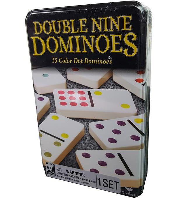 Cardinal Dominoes Double 9 Colour In Tin