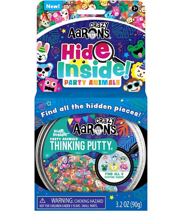 Crazy Aarons Thinking Putty 10cm Tin Hide Inside Party Animals