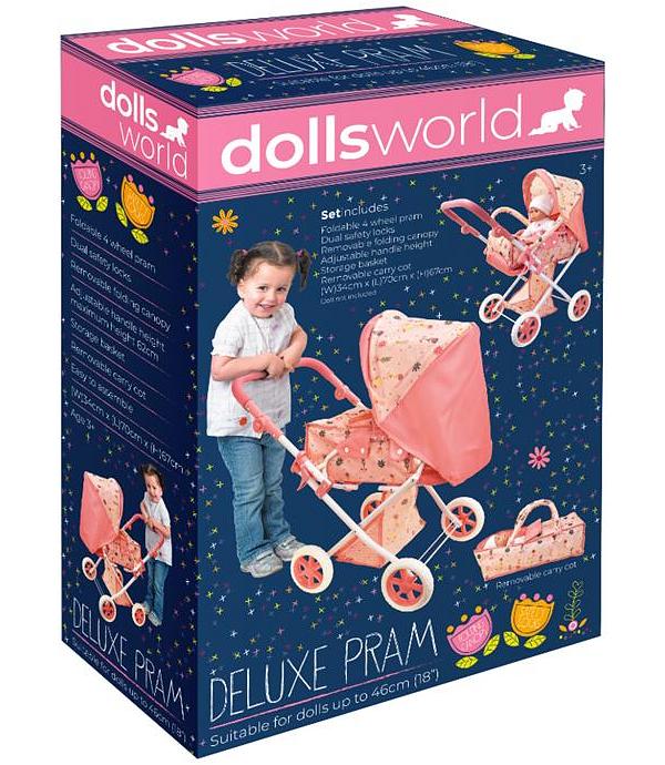 Dolls World Flowers Deluxe Dolls Pram