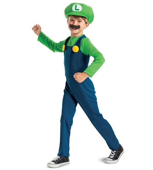 Super Mario Bros Luigi Kids Dress Up Costume 7-8