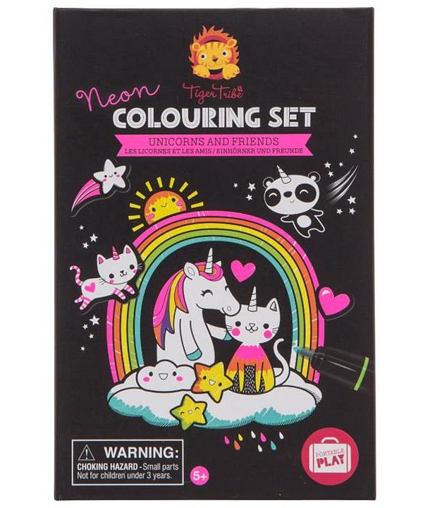 Tiger Tribe Colouring Set Neon Unicorns & Friends