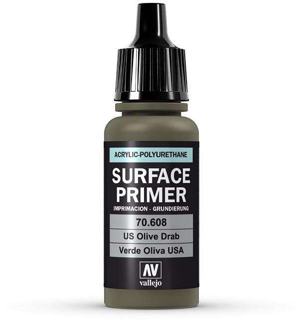 Vallejo Acrylic Paint Model Colour Surface Primer US Olive Drab 17ml