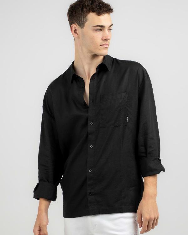 Afends Men's Everyday Hemp Long Sleeve Shirt in Black