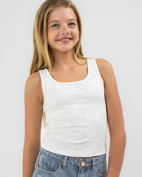 Ava And Ever Girls' Basic Lace Scoop Neck Tank Top in White