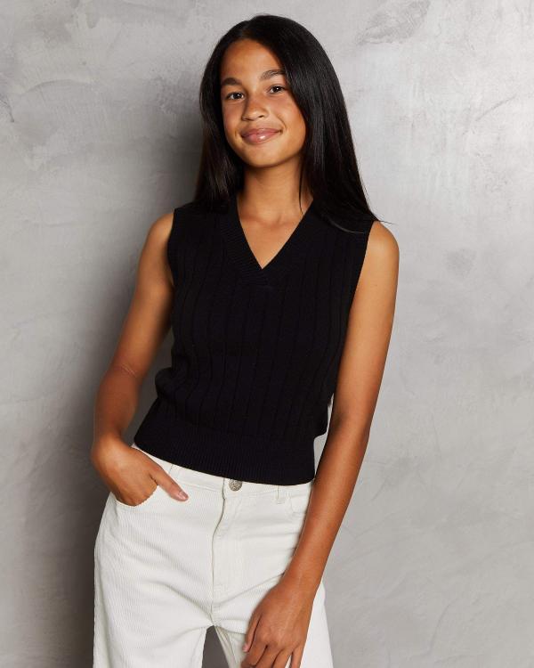 Ava And Ever Girls' Kelsey Knit Vest Top in Black