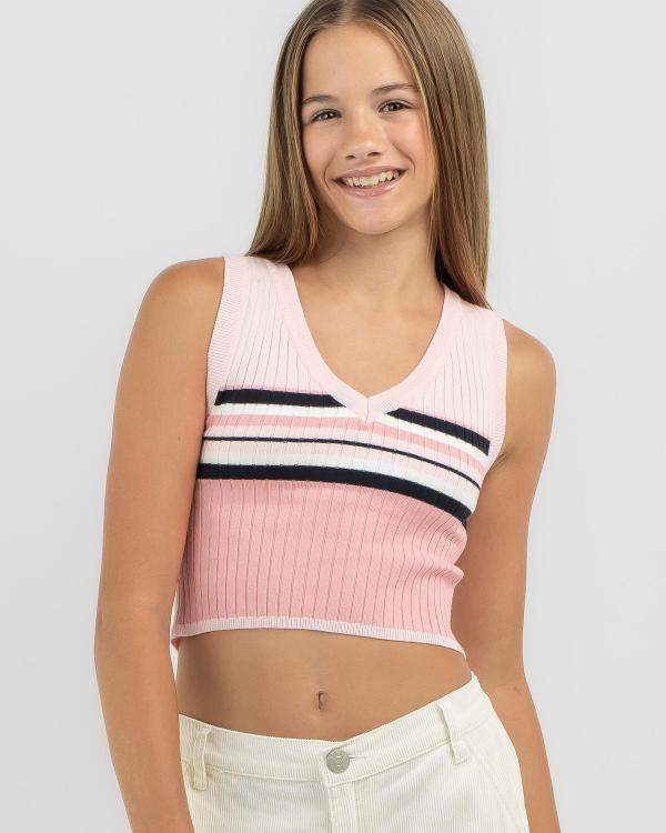 Ava And Ever Girls' Sydney Cropped Knit Vest Top in Pink