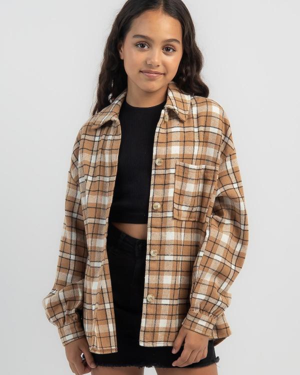 Ava And Ever Girls' Toronto Flannel Long Sleeve Shirt in Natural