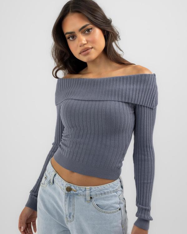 Ava And Ever Women's Ari Off Shoulder Knit Top in Blue
