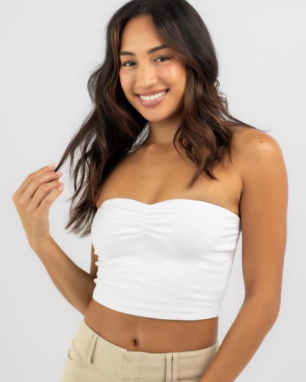 Ava And Ever Women's Basic Ruche Front Sweetheart Tube Top in Cream