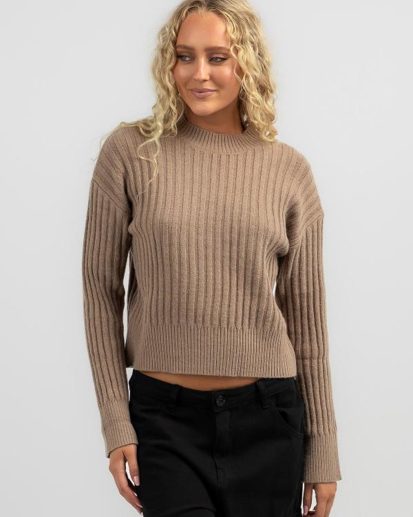 Ava And Ever Women's Cornell Crew Neck Knit Jumper Top in Natural