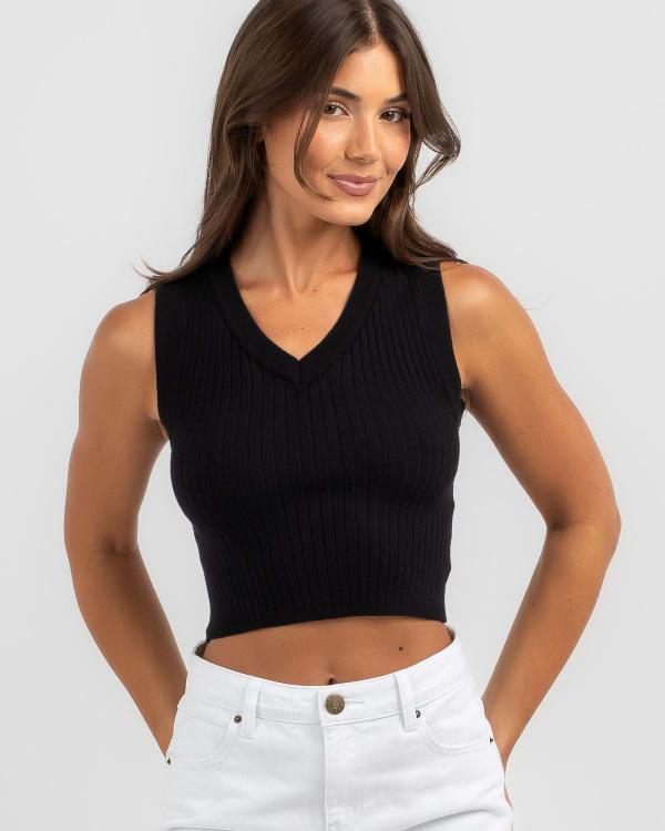 Ava And Ever Women's Devon Cropped Knit Vest Top in Black