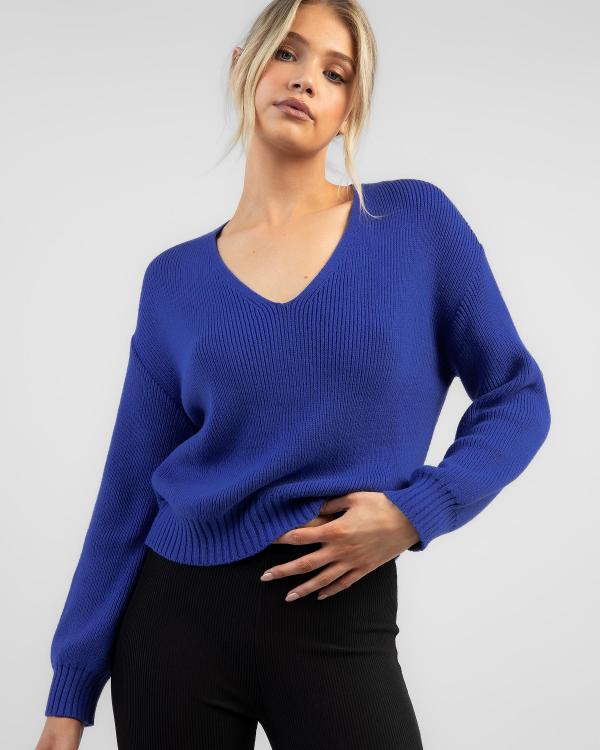 Ava And Ever Women's Georgia State V Neck Knit Jumper in Blue
