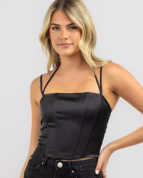 Ava And Ever Women's Jess Satin Corset Top in Black